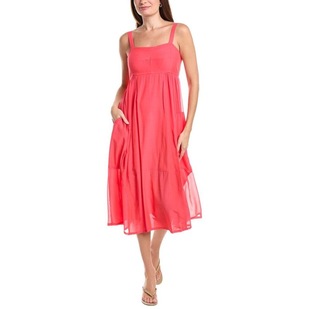 Dkny Womens  Silky Mix Media Dress, Red